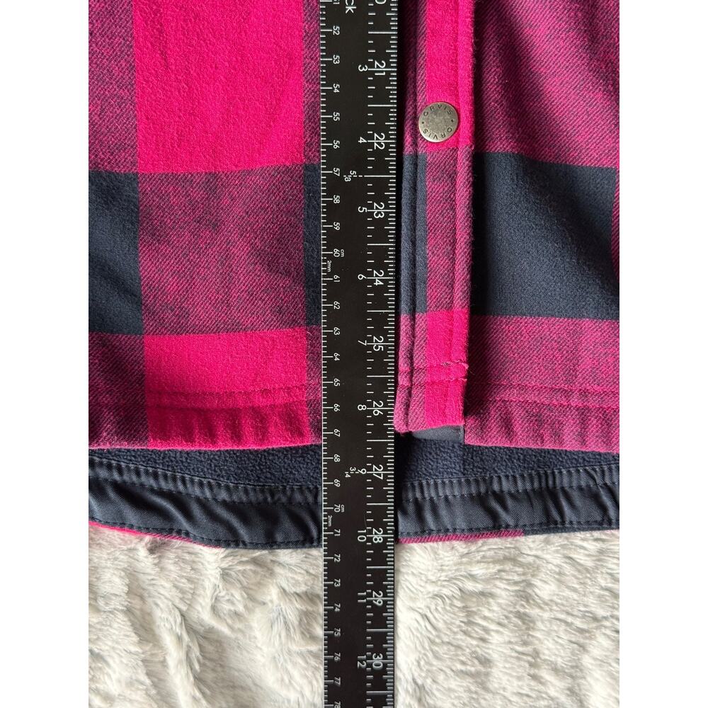 Orvis Women's M Flannel Shacket Pink Navy Buffalo Plaid Fleece Lined Snap - Picture 9 of 9